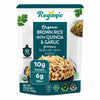 Reganic Organic Brown Rice with Quinoa & Garlic Pouch, USDA Organic, Nutty & Wholesome Blend, 100% Recyclable Pouch, 10g Protein