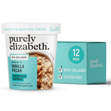 Purely Elizabeth, Vanilla Pecan, Collagen Oatmeal Cups With Nut Butter Packet, Gluten-Free, 2 Ounce (Pack Of 12)