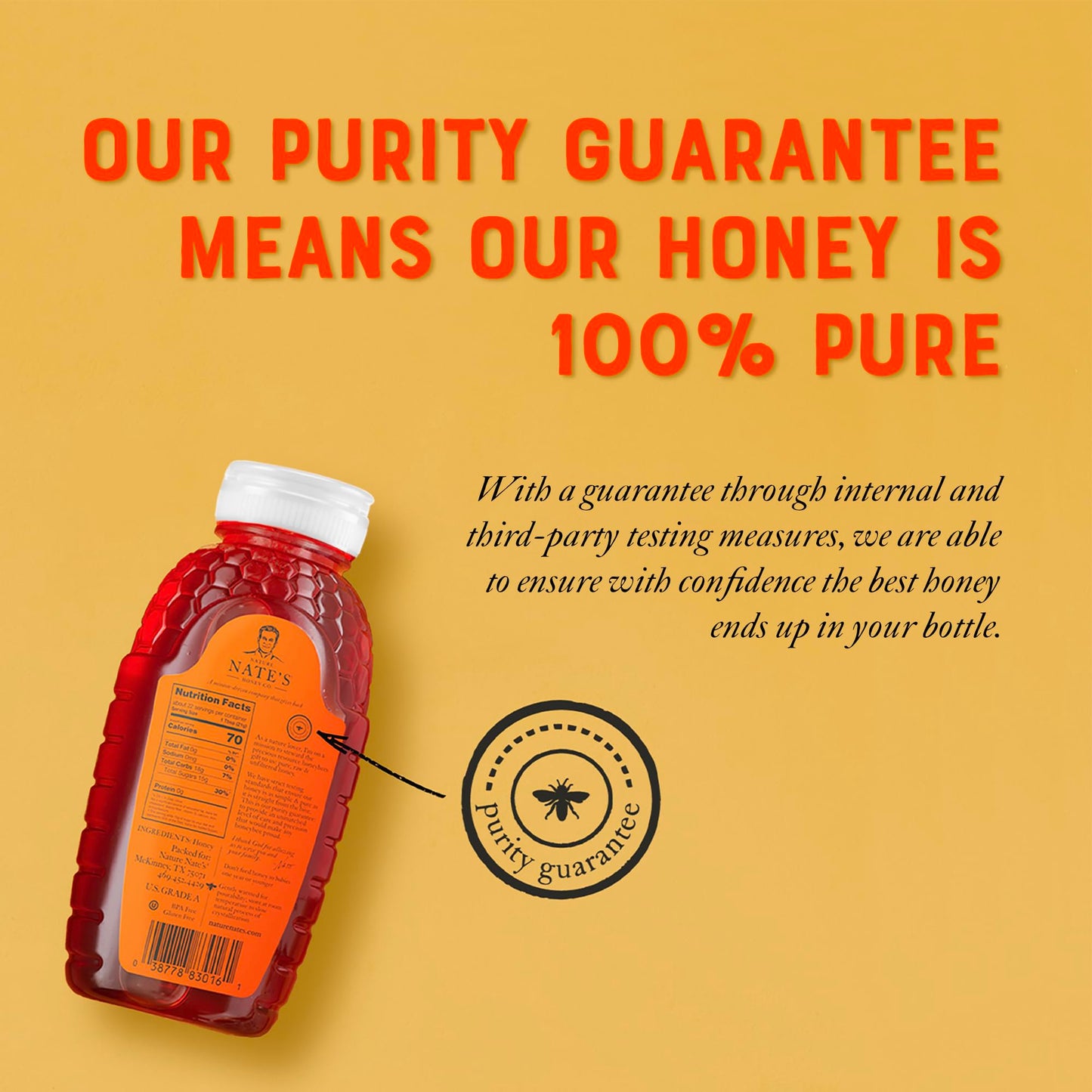 Nate'S Texas 100% Pure, Raw & Unfiltered Honey - 16 Oz. Squeeze Bottle - All-Natural Sweetener