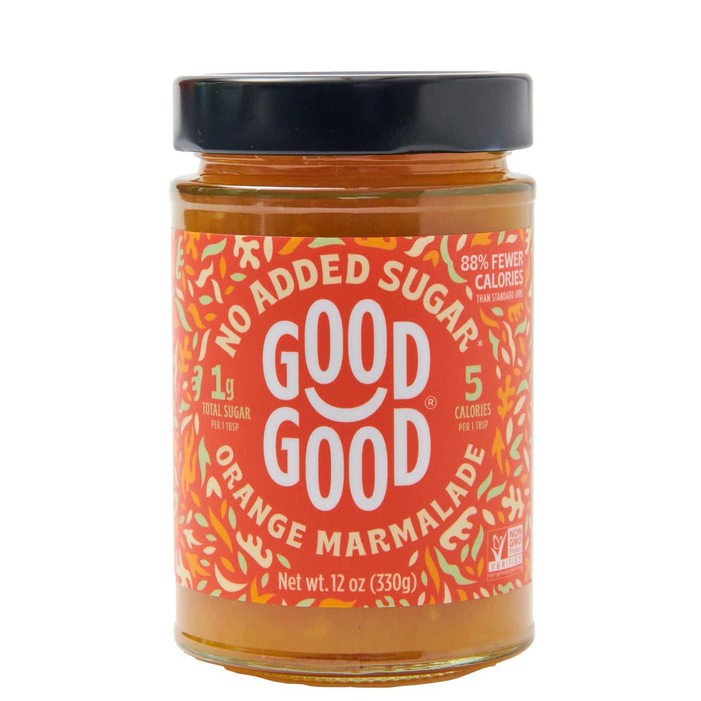 GOOD GOOD No Added Sugar Orange Marmalade - Keto Friendly Jelly - Low Carb, Low-Calorie and Vegan - Diabetic Friendly - 12oz / 3
