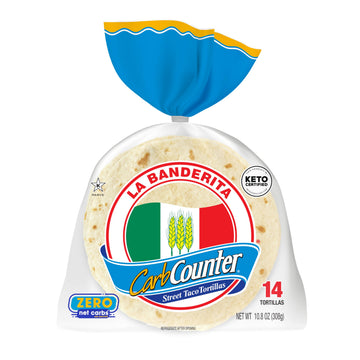 La Banderita Carb Counter Street Taco | 4.5 Size Flour Tortillas |Zero Net Carbs |Keto Certified | 10.8 oz.| 14 Count (Pack of 6