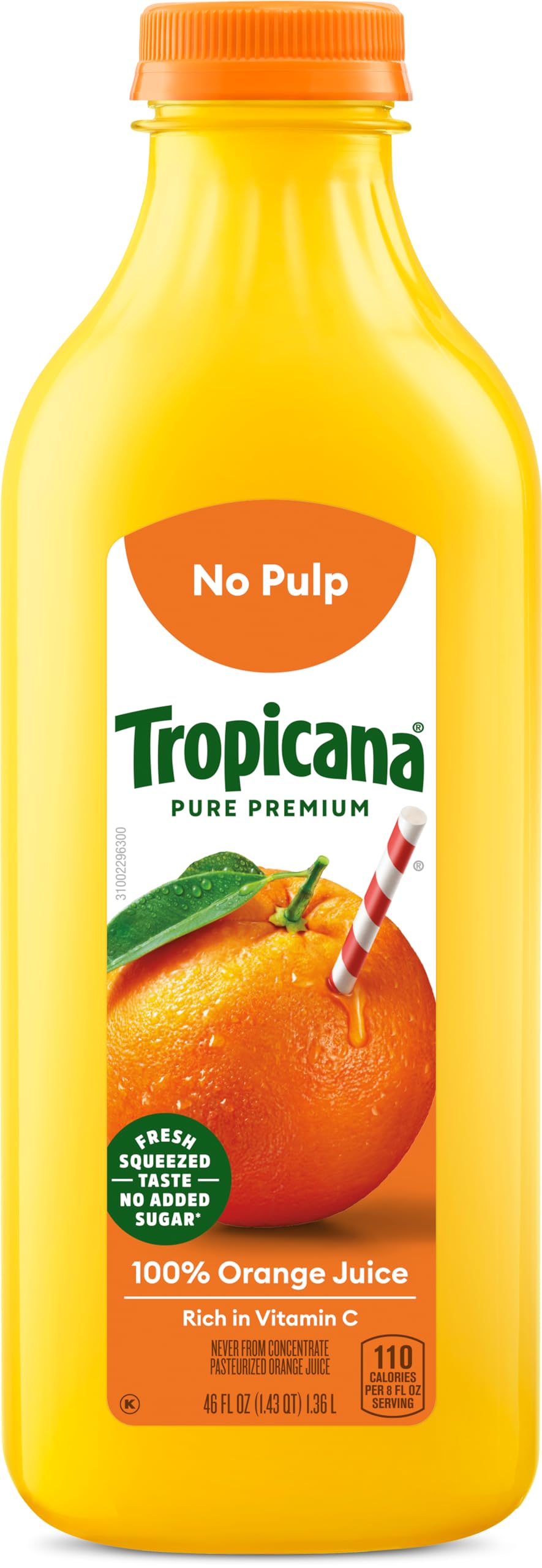 Tropicana Pure enhanced 100% Orange Juice Original  No Pulp  No Sugar Added  46 fl oz bottle