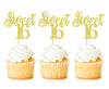 Keaziu Cupcake Toppers, Sweet 16 Picks, 24 Pack, Gold, Paper Decorations for Birthday and Wedding Anniversaries