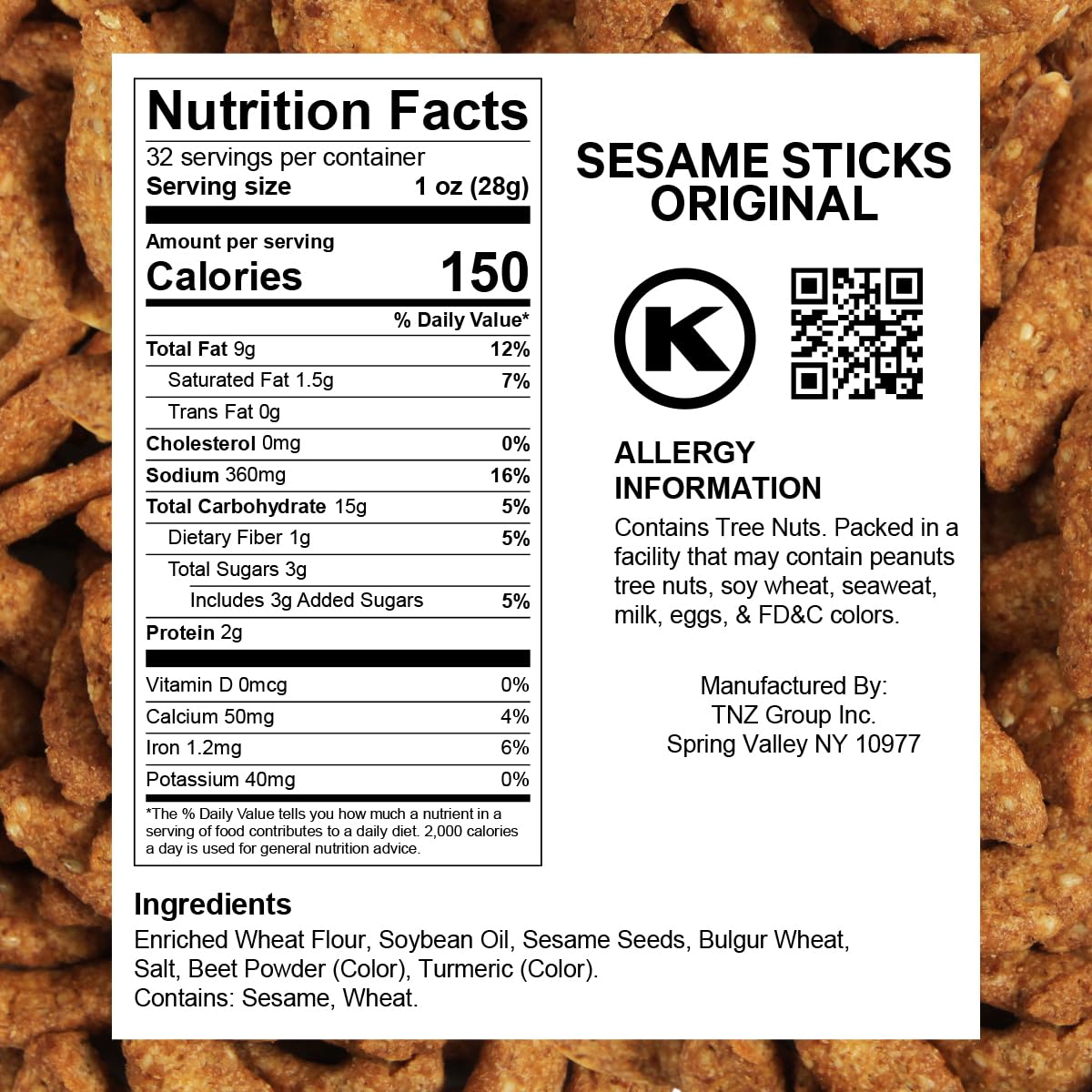 Sesame Sticks Snacks Original 2 Lbs. Delicious and Fresh Gourmet Seed Snacks with the Perfect Mix of Roasted and Salty Flavor fo