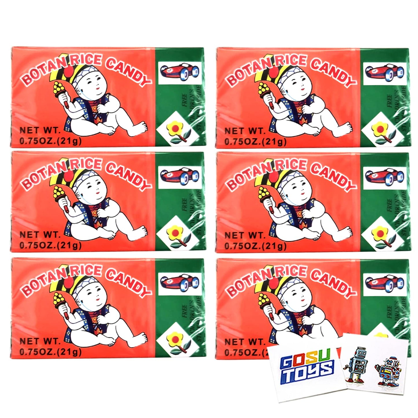 Botan Rice Candy (6 Pack) Assortment Gift Set With Sticker Inside