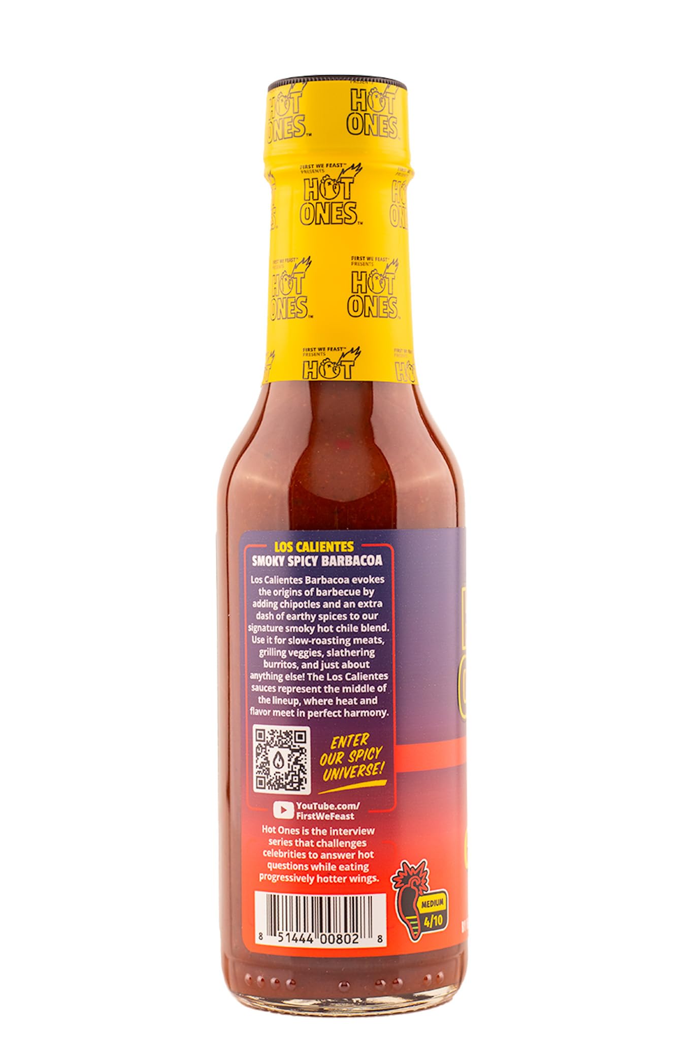 HOT ONES Los Calientes Barbacoa Hot Sauce, Smoked Red Jalapeno & Chipotle, 5 fl oz Bottle, Natural Ingredients, 1-Pack