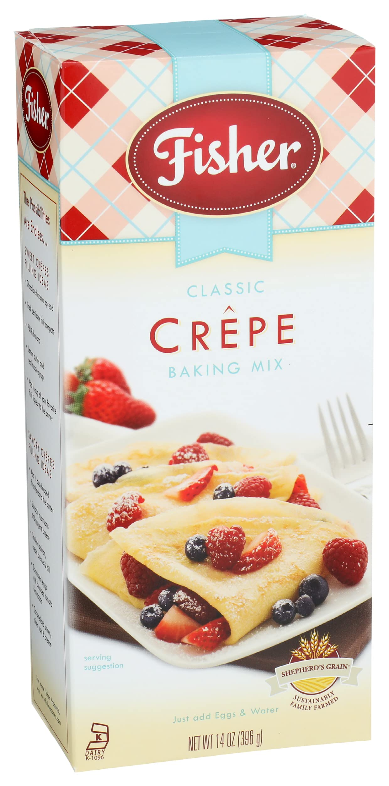 Fisher Classic Crepe Mix, 14 Ounce (Pack of 3) - Ideal for Pancakes and Crepes