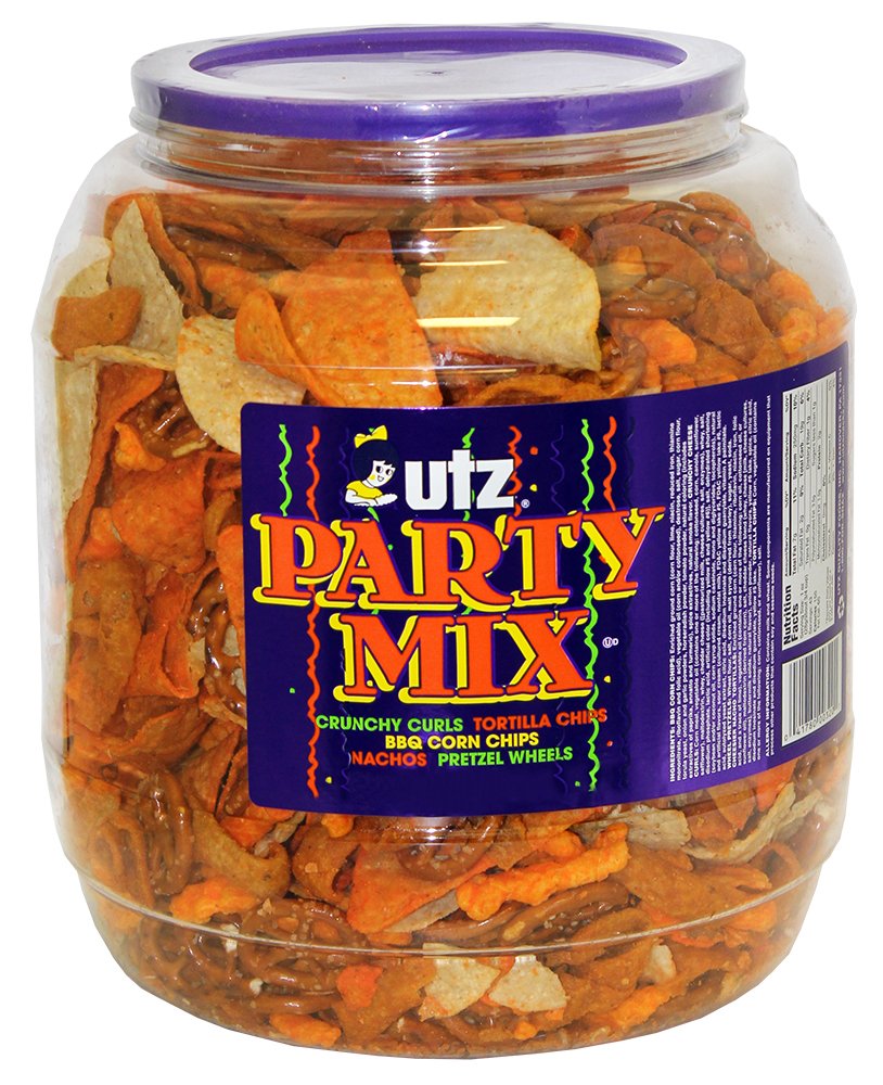 Utz Party Mix Snack, 43 oz Barrel, Model 320, Perfect for Parties and Gatherings