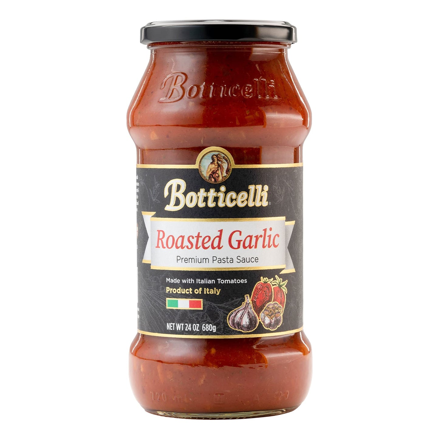 Botticelli Roasted Garlic Pasta Sauce, 24oz, No Added Sugar, Whole30 Approved, Keto Friendly, Gluten Free, Made in Italy