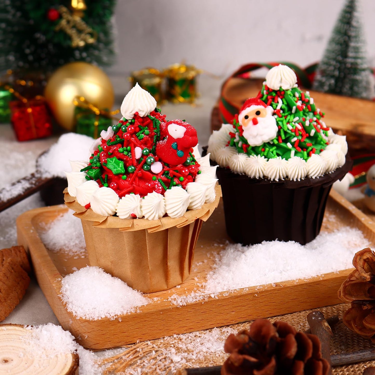 Christmas Snowman Sprinkles For Cake Decorating Edible 4.2 Ounce Stocking Icing Decoration Red And Green Pearls Sprinkles For Xm