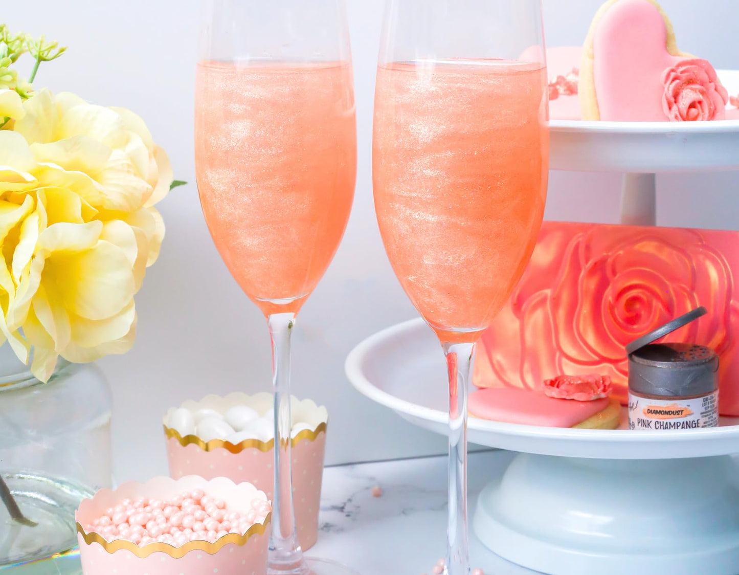 Pink Edible Glitter For Drinks, Cocktails, Cake Decorating, Strawberries, Chocolates & More | No Taste | 4G | 100% Food-Safe | Kosher, Vegan, Gluten & Nut Free | Diamondust By The Sugar Art