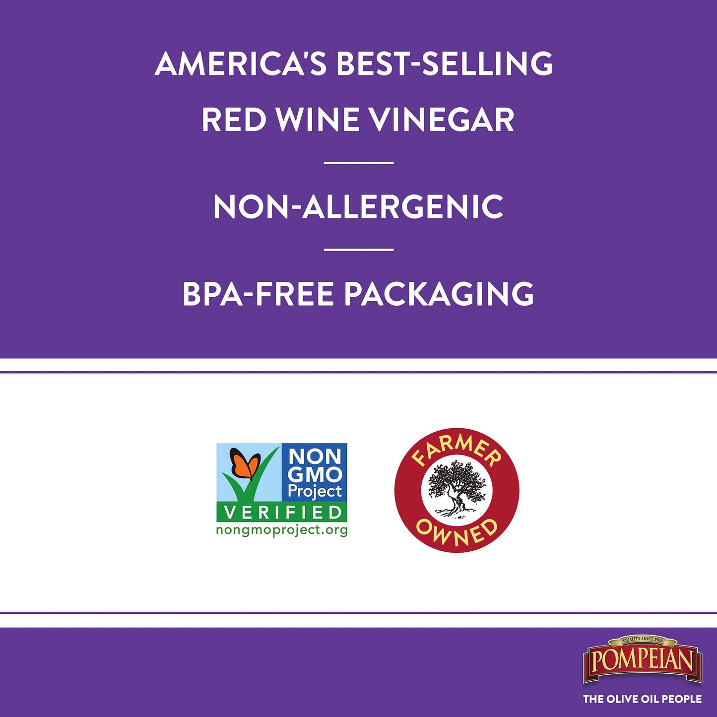 Pompeian Gourmet Red Wine Vinegar, Naturally Gluten Free, 30 Fl Oz, Perfect for Salad Dressings and Marinades