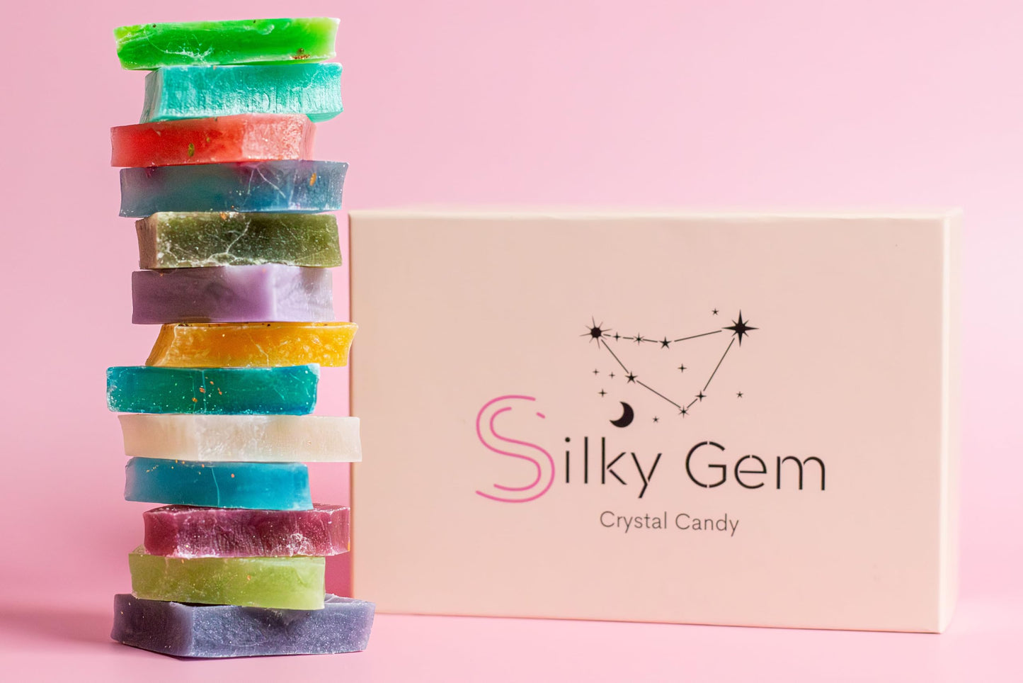 SILKY GEM - The Gemmies  Edible Crystal Candy  8-10 Small Clusters  Mixed Flavors  Sample Box  Kohakutou  Edible Gem  Vegan  Gluten Free  Christmas candy ASMR