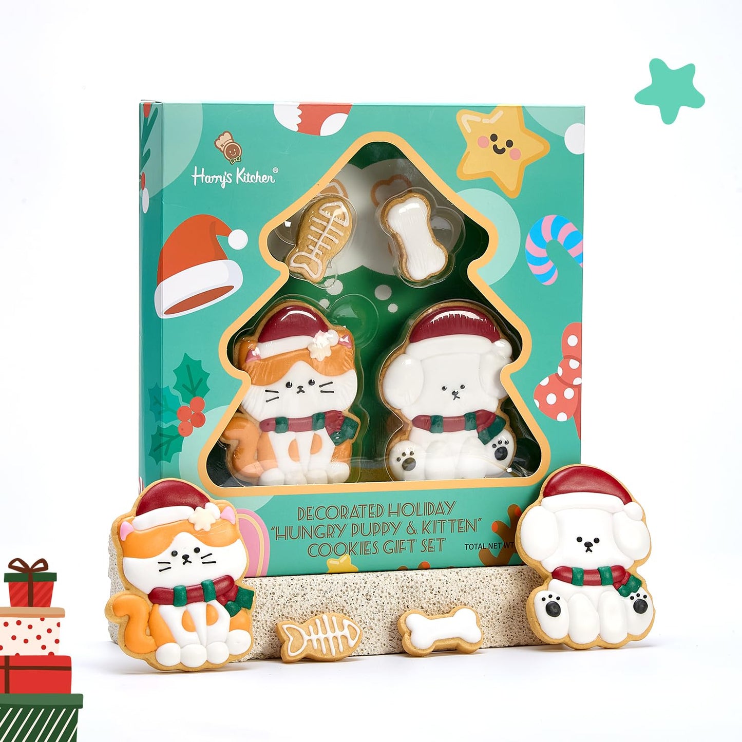 HarryS Kitchen Christmas Cookie Gift Set - Decorated Holiday Shaped Cookies  Festive Assortment For Christmas Gifts And Parties