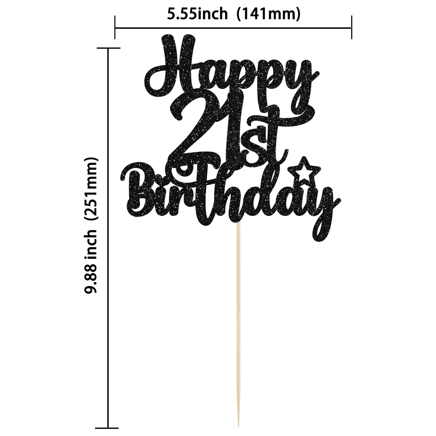 Gyufise 1Pc Happy 21St Birthday Cake Topper Glitter 21 & Fabulous Cheers To 21 Years Old Birthday Cake Pick For Celebrating 21St