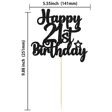 Gyufise 1Pc Happy 21St Birthday Cake Topper Glitter 21 & Fabulous Cheers To 21 Years Old Birthday Cake Pick For Celebrating 21St