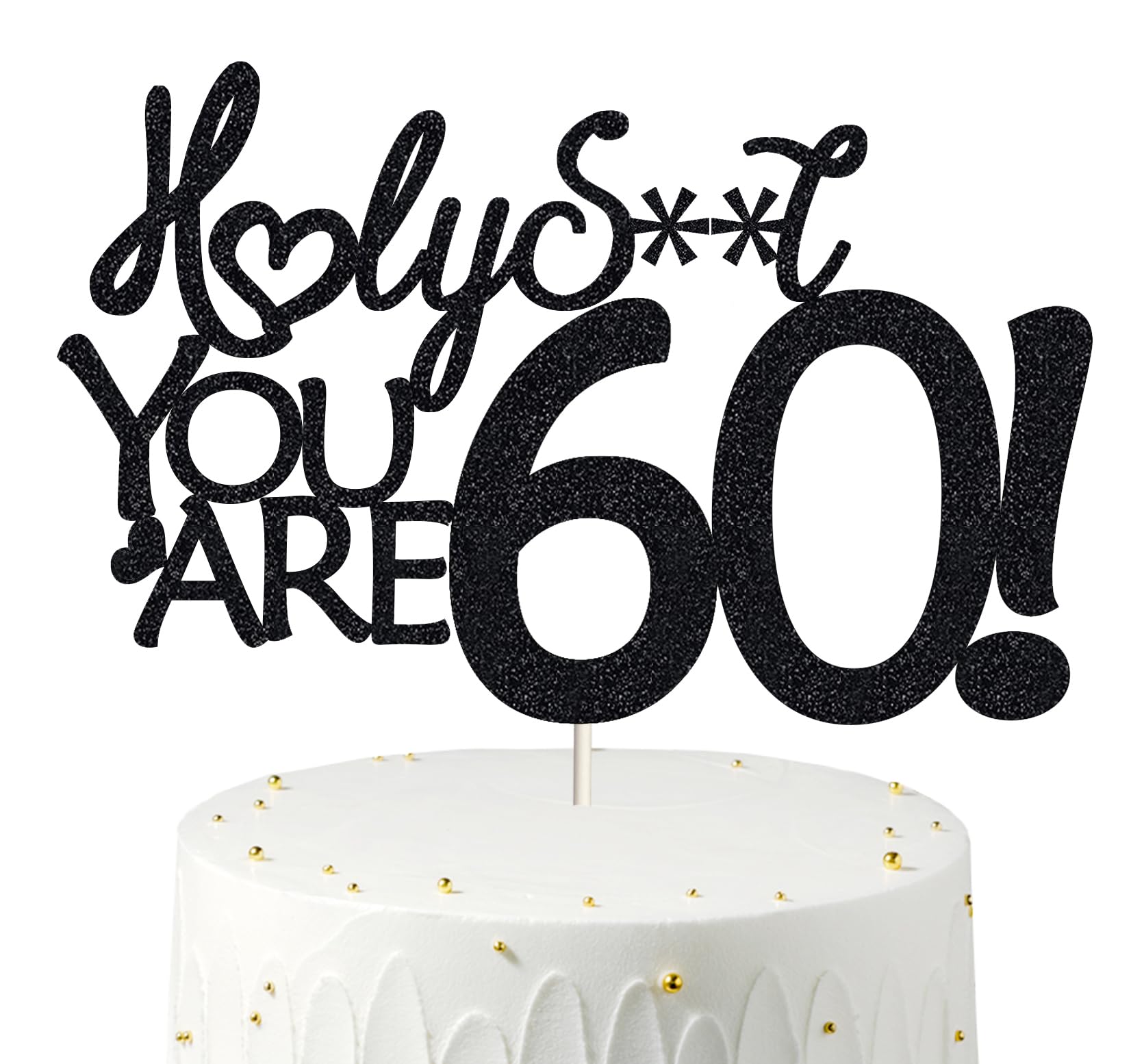 60 Birthday Cake Toppers-Black Glitter, Sixty Cake Topper, 60 Cake Topper, 60Th Birthday Decorations,60Th Birthday Cake Topper,