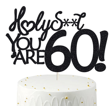 60 Birthday Cake Toppers-Black Glitter, Sixty Cake Topper, 60 Cake Topper, 60Th Birthday Decorations,60Th Birthday Cake Topper,