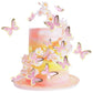 Cyodoos 30Pcs Pink Gold Edge Mixed Size Lively 3D Waterproof Swllowtail Butterfly Cupcake Topper For Girls Womens Happy Birthday Wedding Party Cake Wall Party Food Decorations