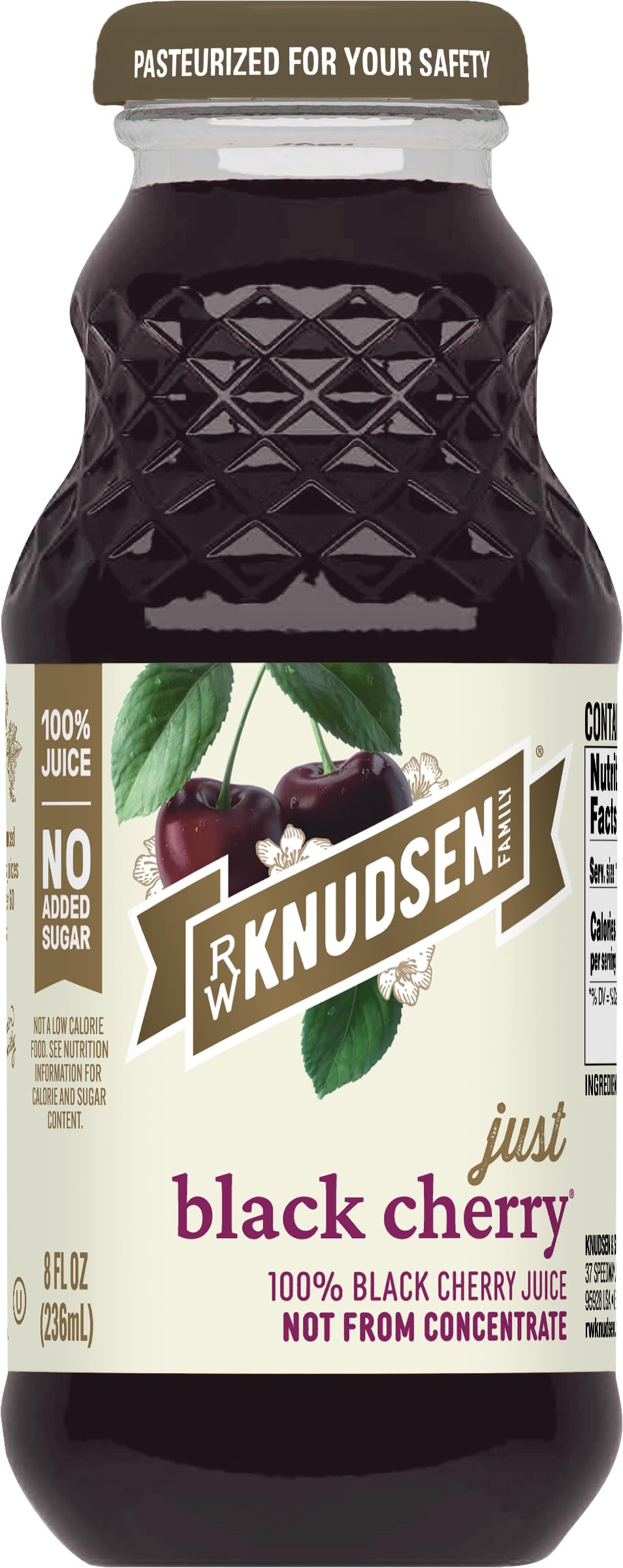 R.W. Knudsen Just Black Cherry Juice, 8 fl oz (12 Pack) - All-Natural Juice, No Added Sugar