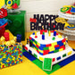 Building Blocks Cake Topper Glitter Happy Birthday Cake Decoration Color Building Brick Theme Birthday Baby Shower Party Supplie