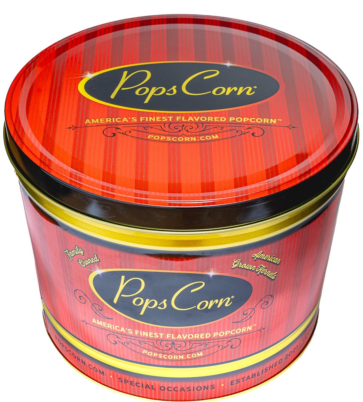 Pops Corn Gourmet Popcorn Gift Tin - Large 2 Gallon - Caramel, Cheese & Kettle Corn - Perfect Gift for Coworkers and Employees
