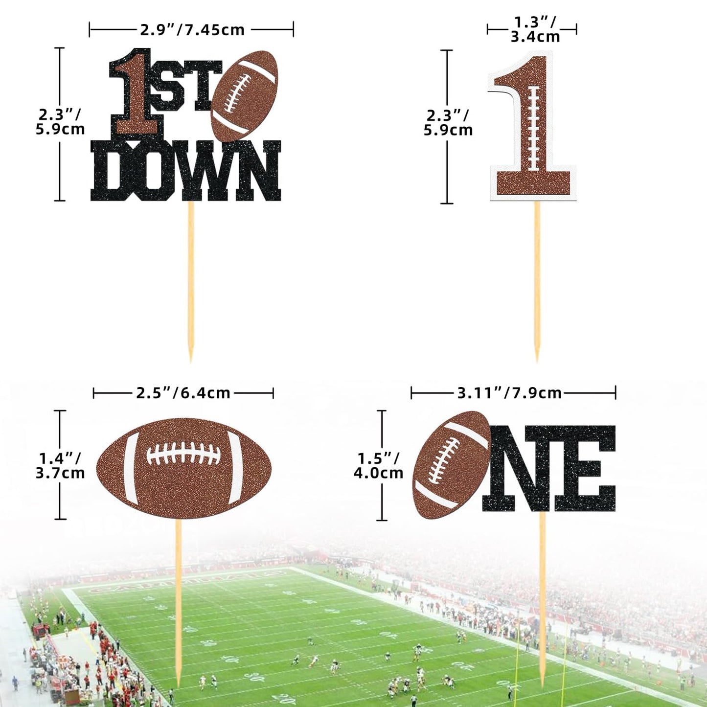 24Pcs Football 1St Birthday Cupcake Toppers, First Birthday Football Cake Decorations, Football Cupcake Toppers For Football Bab