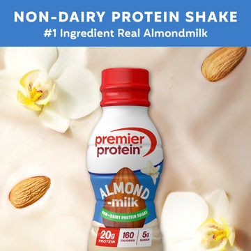 Premier Protein Almondmilk Plant Based Protein Shake  20g Protein  5g Sugar  11.5 Fl oz  Vanilla  12 Count
