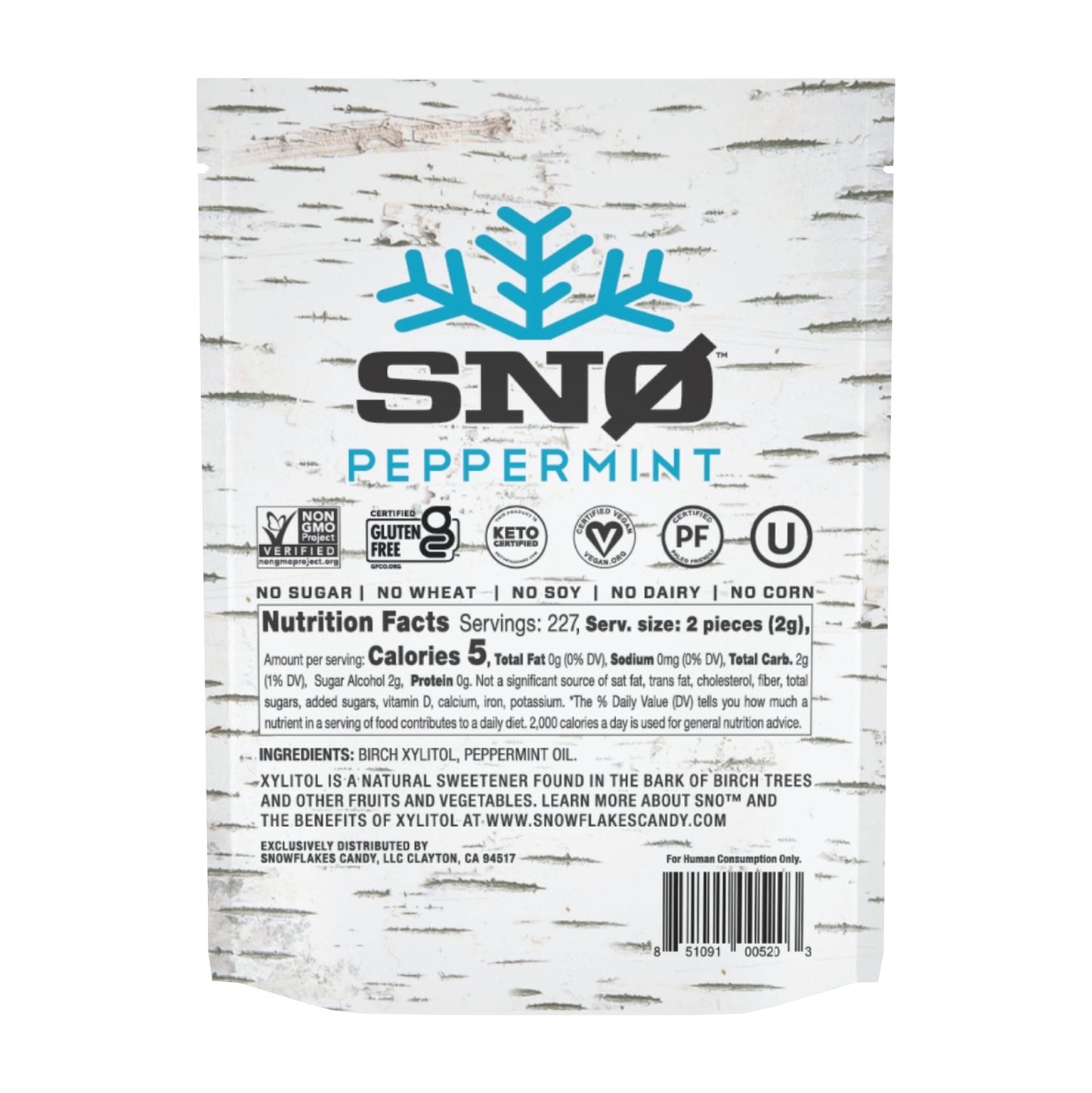 Peppermint Keto Xylitol Candy Chips - Sn 1Lb Bag - Sugar-Free Candy With Only 2 Ingredients | Low Carbs, Diabetic-Friendly, Non-