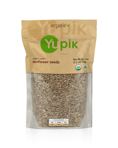 Yupik Organic Sunflower Seeds, No Shell, 2.2 lb (35.2 oz), Pack of 6, Non-GMO, Vegan, Gluten-Free, Kosher, Raw Seeds, Salt-Free,