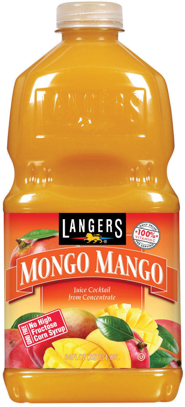 Langers Juice Cocktail Mongo Mango, 64 Fl Oz, Pack of 8