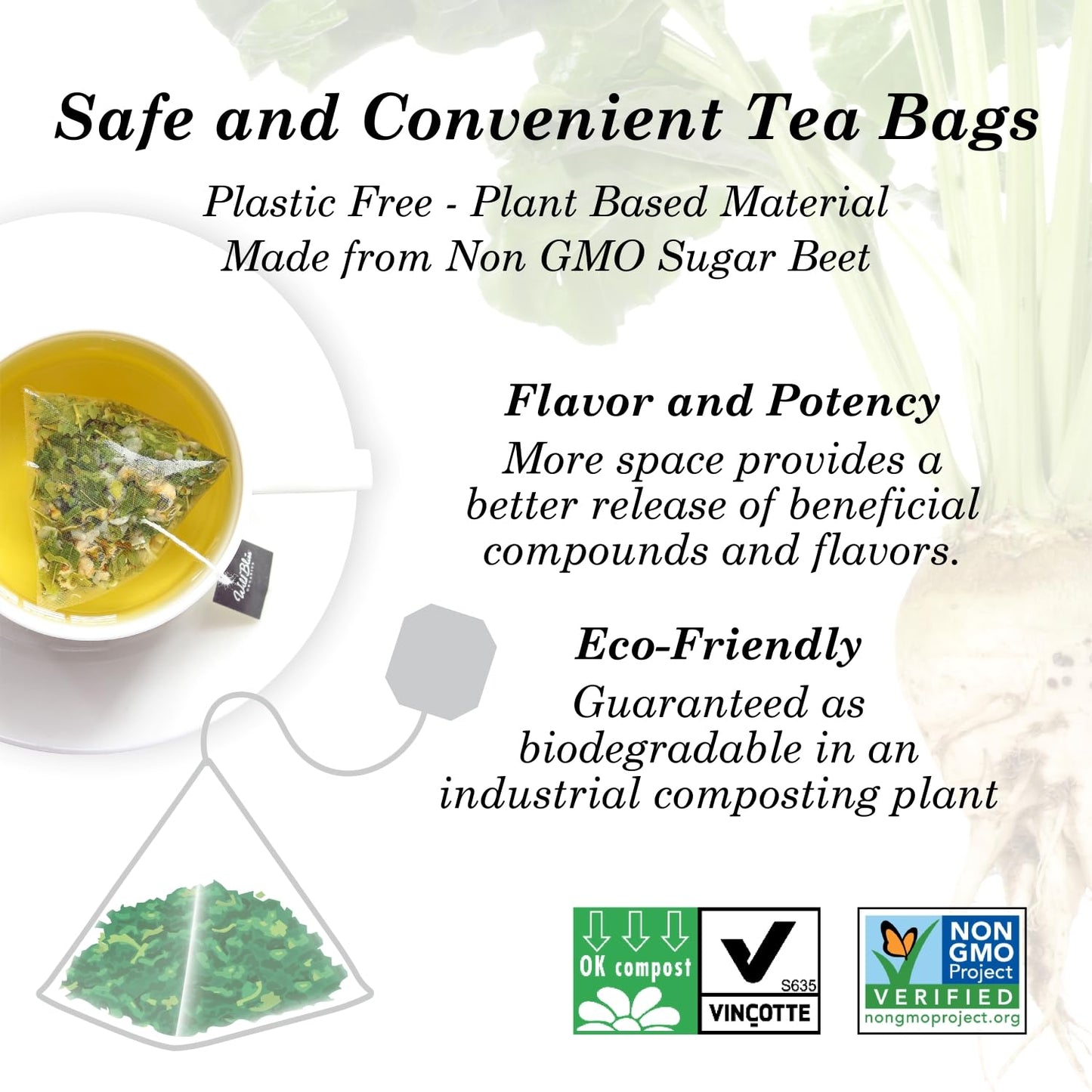 Wild Bliss Organic Wild Hawthorn Leaf and Flower Herbal Tea - Caffeine Free - 75 Plant Based Tea Bags - Loose Leaf