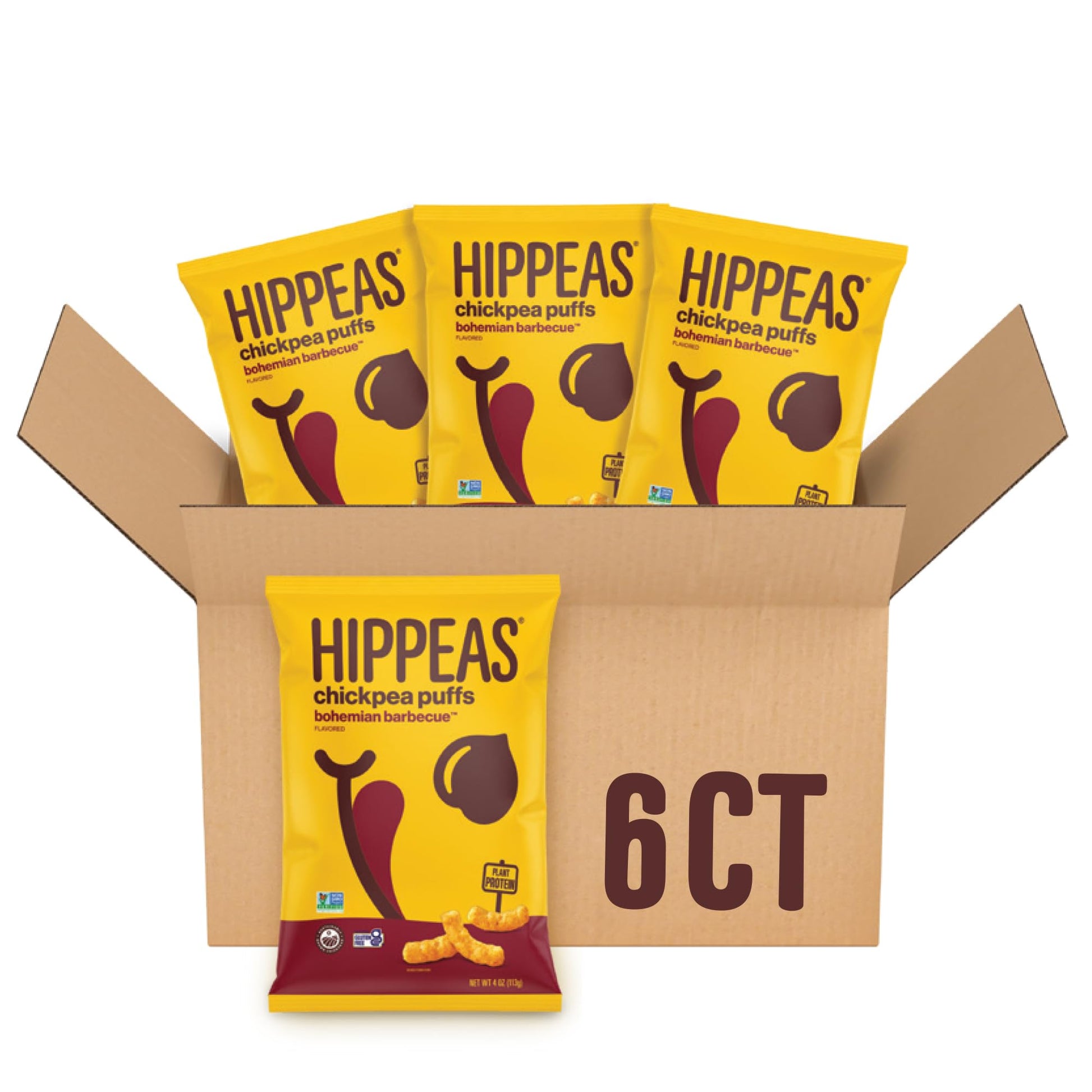 Hippeas Chickpea Puffs, Bohemian Bbq, 4 Ounce (Pack Of 6), 4G Protein, 3G Fiber, Vegan, Gluten-Free, Crunchy, Plant Protein Snac
