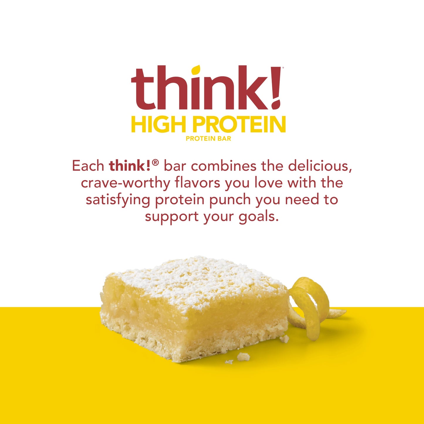 think! Protein Bars, High Protein Snacks, Gluten Free, Lemon Delight, 2.1 Oz, 30 Count