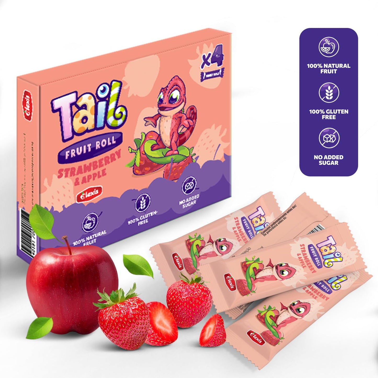 Tail Fruit Roll Healthy Snacks 48 Mix Individual Packs | Variety Flavors For Kids And Adults. No Added Sugar, Non-Gmo, Source Of