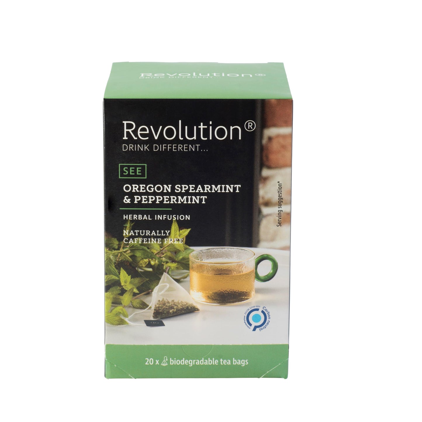 Revolution Tea Southern Mint Herbal Tea - Oregon Spearmint & Peppermint - Biodegradable Infuser Bags - 20 Count
