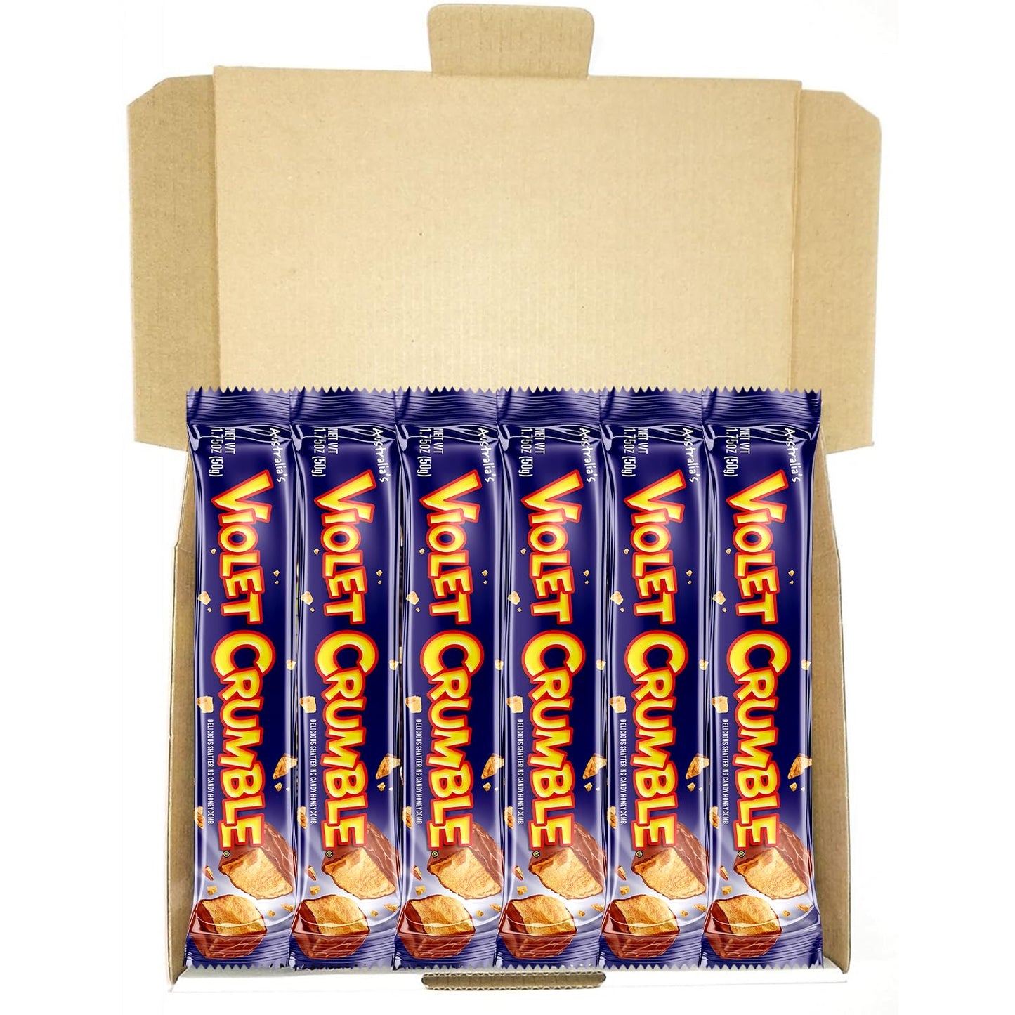 Violet Crumble Milk Chocolate Honeycomb Bars - 6-Pack - 1.76 oz Each - Made in Australia