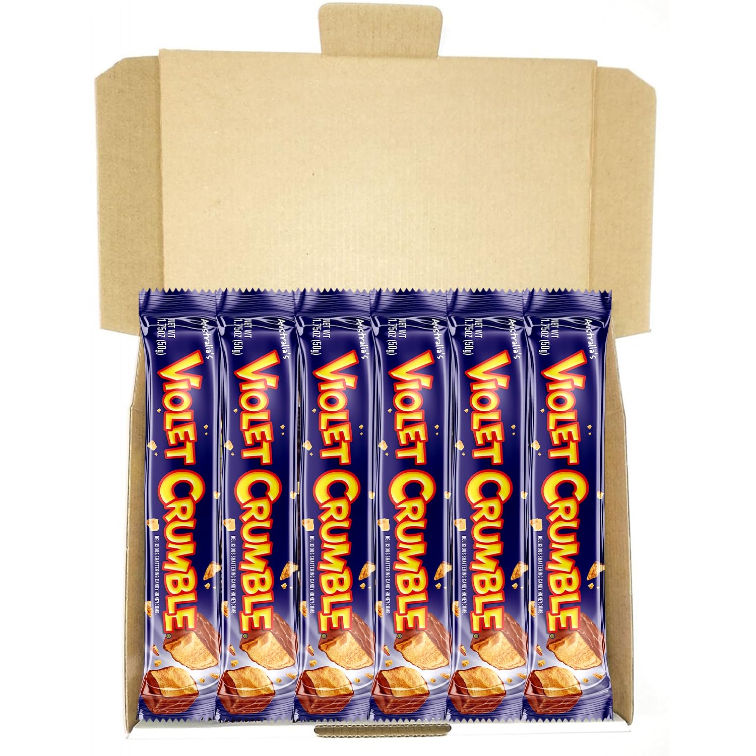 Violet Crumble Milk Chocolate Honeycomb Bars - 6-Pack - 1.76 oz Each - Made in Australia