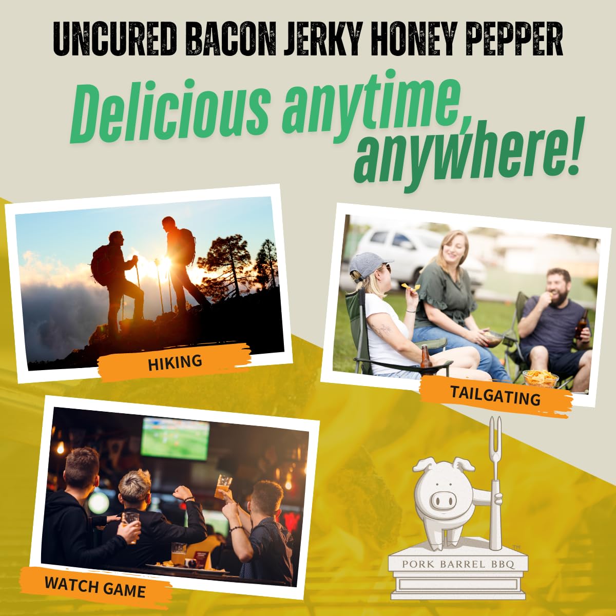 Pork Barrel BBQ Honey Pepper Bacon Jerky - Uncured, Gluten Free, 2 oz
