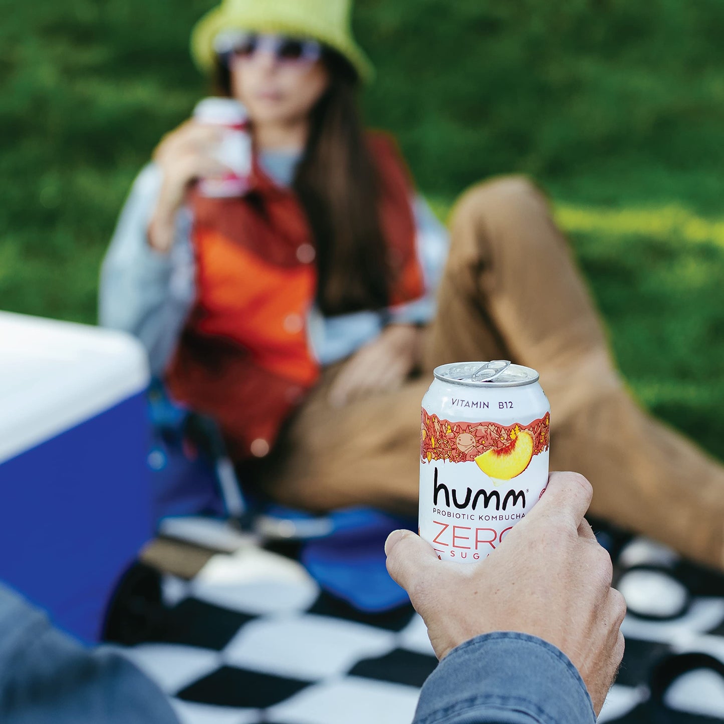 Humm Probiotic Kombucha Zero Sugar Peach Tea, No Refrigeration Needed, Keto Friendly, Organic, Vegan, Gluten Free, 12Oz Cans (16