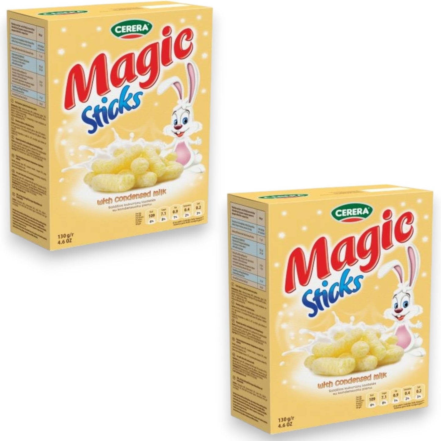CERERA Magic Corn Sticks - Sweet Glazed Corn Puffs with Condensed Milk 130g (2 Pack) - Healthy Snack Ideal for Sharing with Frie