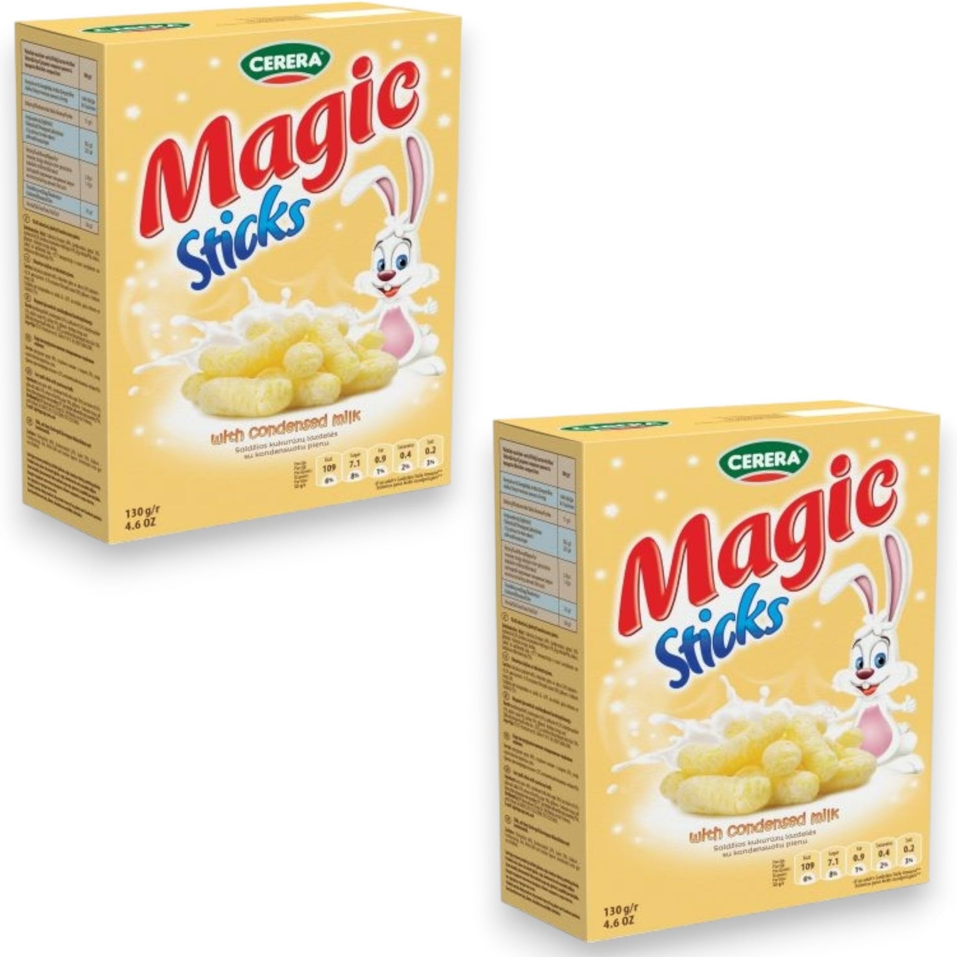 CERERA Magic Corn Sticks - Sweet Glazed Corn Puffs with Condensed Milk 130g (2 Pack) - Healthy Snack Ideal for Sharing with Frie