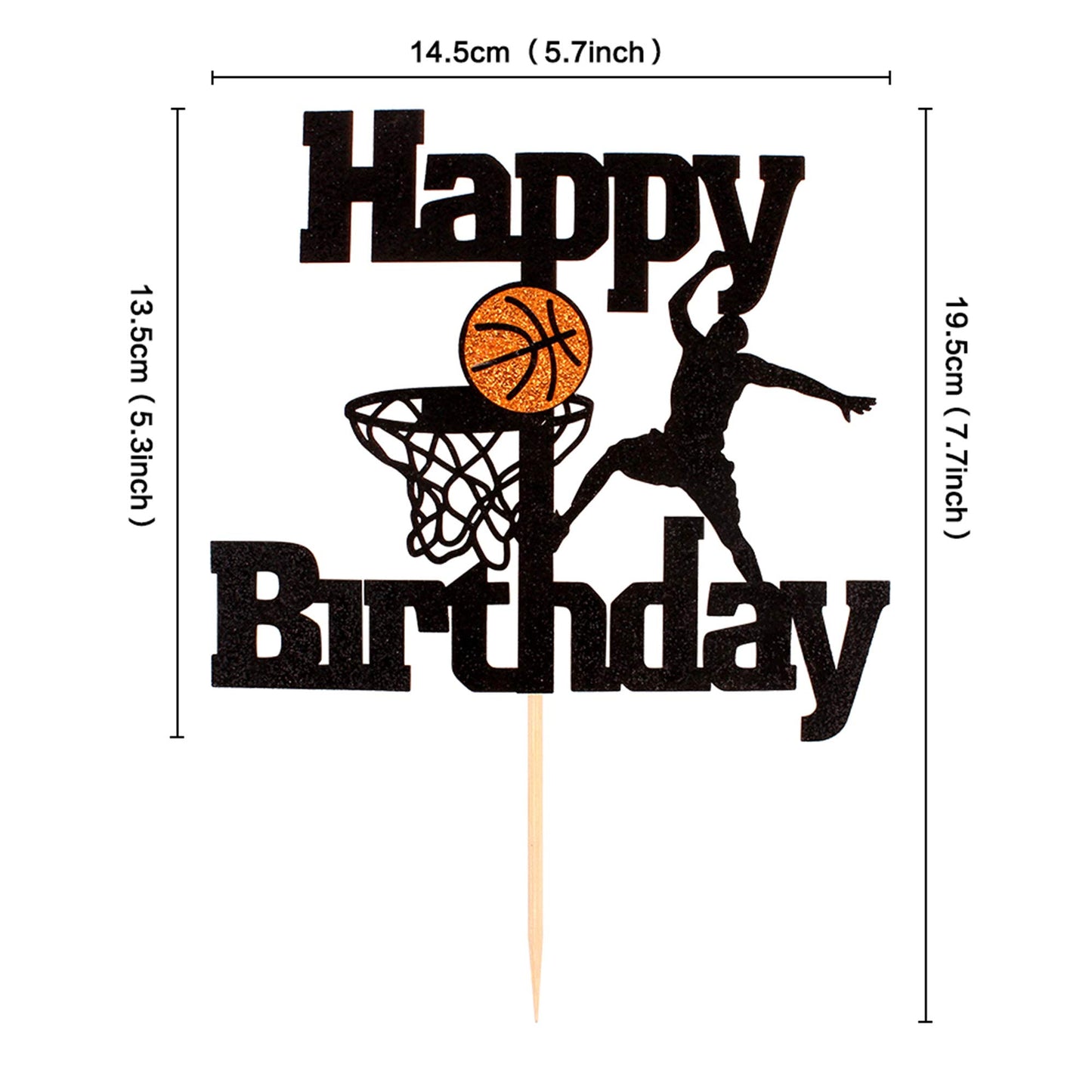 Cyodoos Basketball Happy Birthday Cake Topper Basketball Scene Themed Cake Fruit Picks For Man Boys Father Birthday Event Party