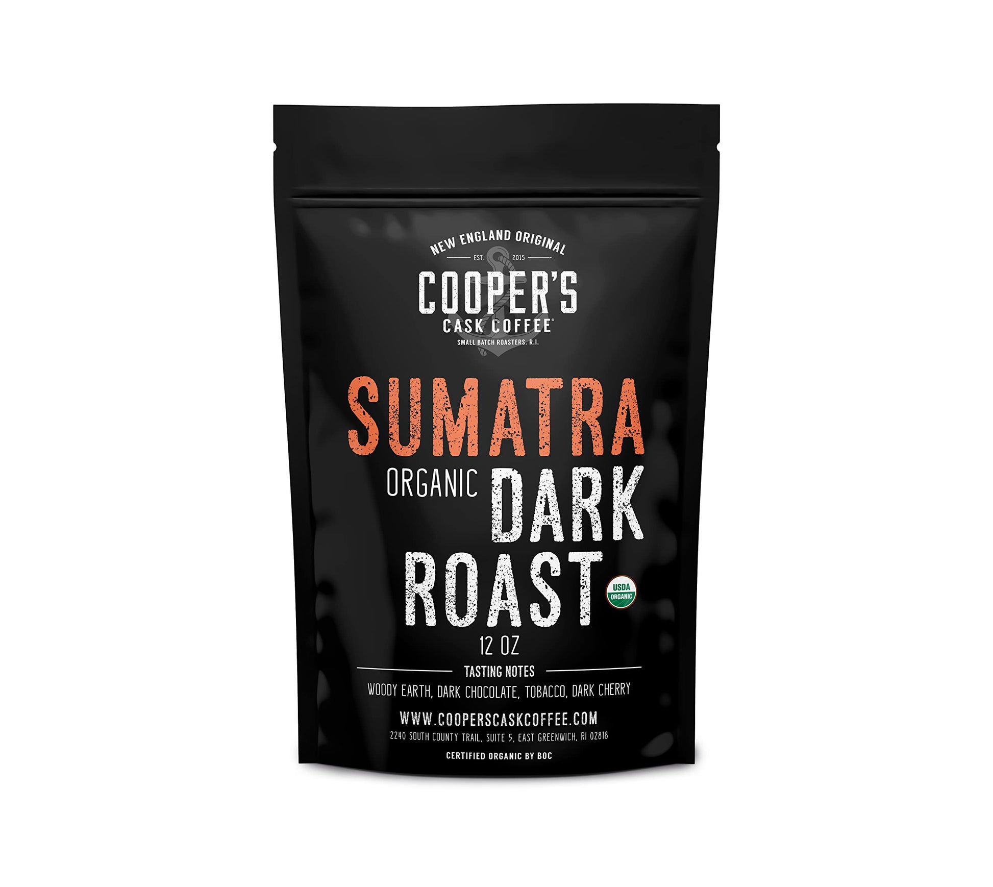 Coopers Cask Coffee Organic Dark Roast Sumatra Whole Bean Coffee - 12 oz Bag - Roasted Coffee Beans