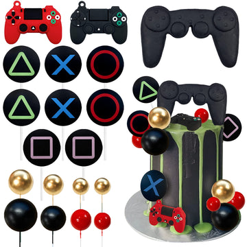 19 Pcs Video Game Themes Cake Toppers Game Controllers Cake Decorations Gaming Party Decoration For Man