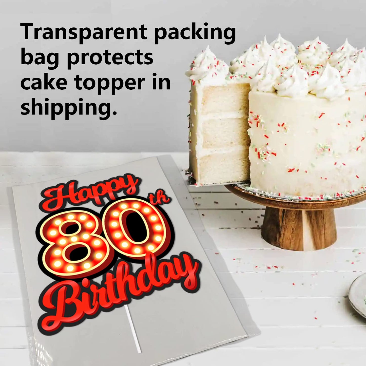 Happy 80Th Birthday Cake Topper Fluorescent Flashing Night Out Hen Movie Nightclub Theme Decor Supplies Woman Man Happy Birthday