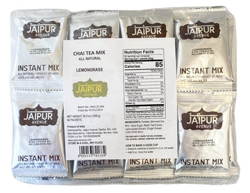 Jaipur Avenue Lemongrass Chai Tea Mix, All-Natural Assam Black Tea, 50 Count, Preservative-Free, Gluten-Free