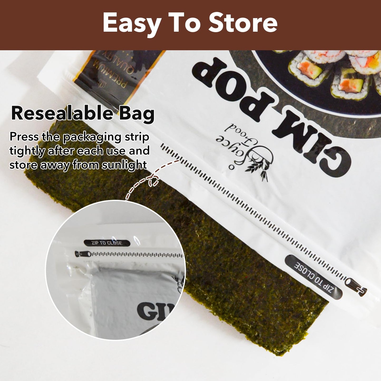 Gim Pop Nori Sheets for Sushi Gimbap Roasted Seaweed Sheet All Natural Dried Seaweed for Wrap Rice, Onigiri, Sushi - Product of
