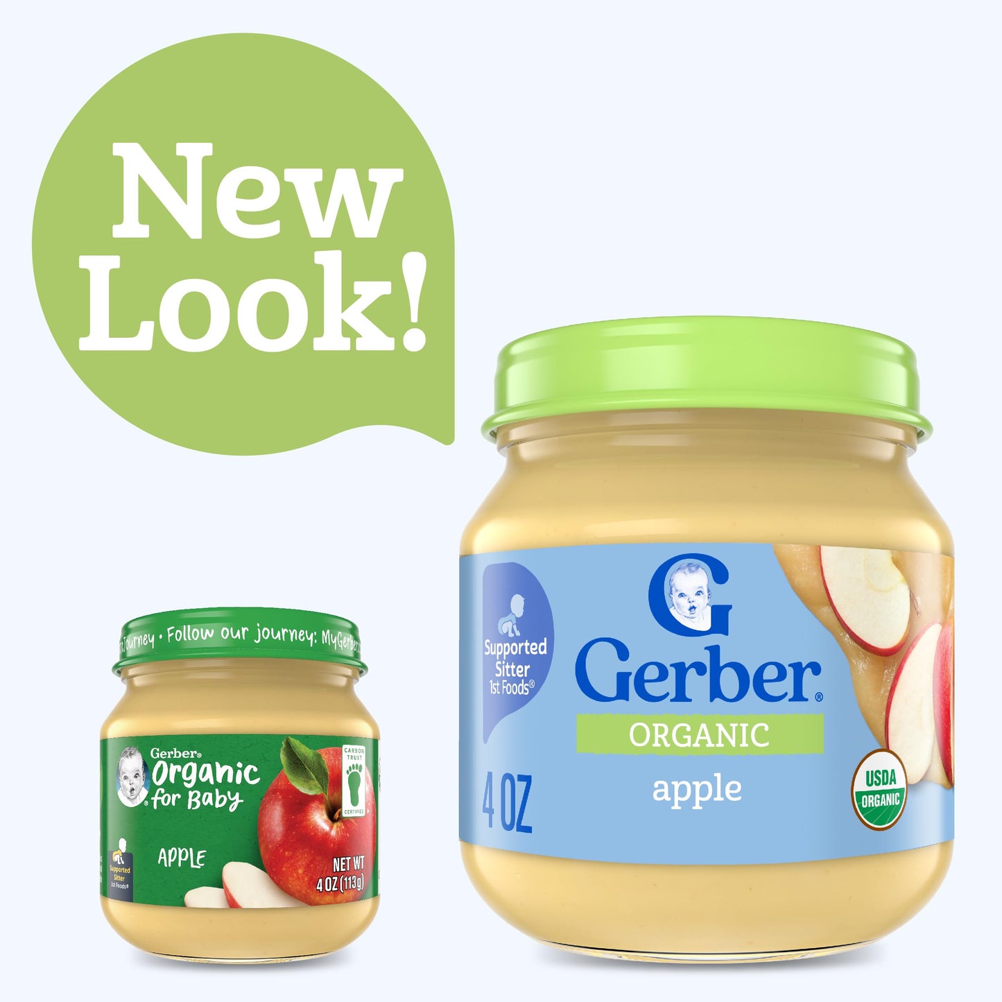 Gerber Stage 1 Baby Food, Organic Apple Jar, Fruit Puree, Vitamin C, Non-Gmo, Baby Food Fruit, Puree Jars Glass, 10-Pack
