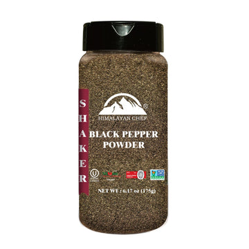 Himalayan Chef Organic Black Pepper Powder - 6.17Oz (175g), Free from Artificial Colors & Additives, Non GMO & Kosher Certified,